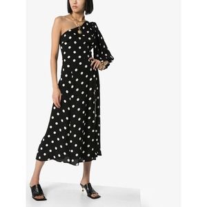 Reformation Lawrence one sleeve Polka dot dress